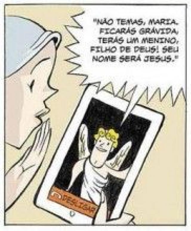 História em quadrinhos ilustra como seria nascimento de Jesus nos tempos atuais.