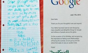 Google responde a menina que pediu folga para o pai