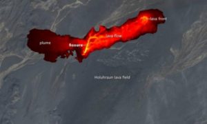 NASA divulga imagens de vulcão em erupção visto do espaço