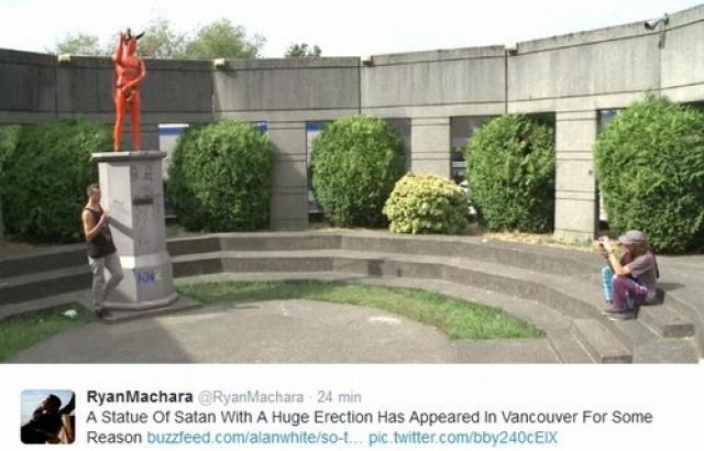 Estátua de Satã  excitado causa polêmica no Canadá