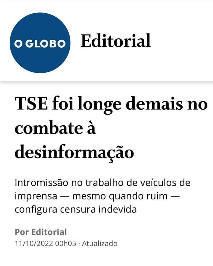 O TSE foi longe demais, diz O Globo