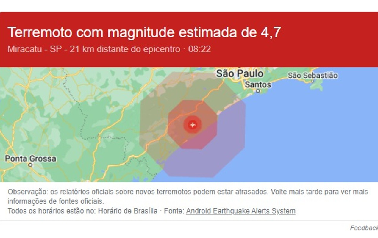 Terremoto assusta moradores de São Paulo